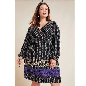 Anthropologie Maeve Gianna Surplice Tunic Dress Geometric Multicolor 16W